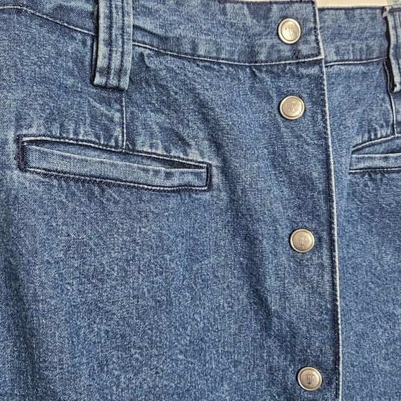 Tommy Hilfiger Jeans Y2K VTG 90s Flag‎ Denim Midi Skirt Button Front Cotton USA - Picture 2 of 9